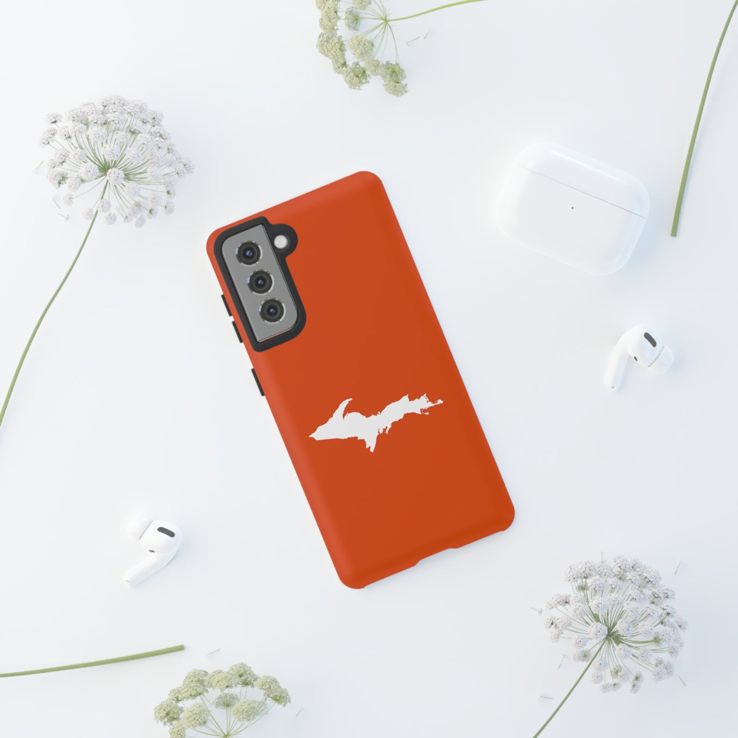 Michigan Upper Peninsula Tough Phone Case (Maple Leaf Orange w/ UP Outline) | Samsung & Pixel Android