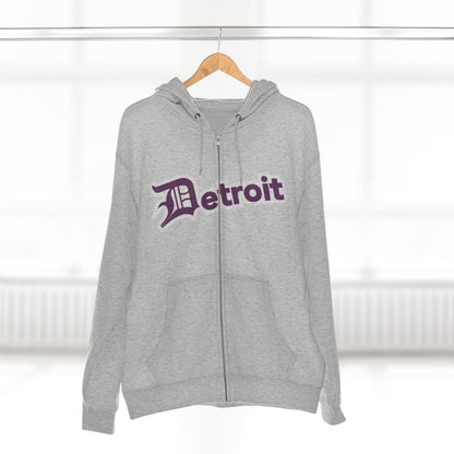 'Detroit' Hoodie (Plum w/ Old English 'D') | Unisex Full Zip