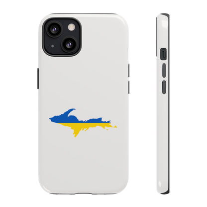 Michigan Upper Peninsula Tough Phone Case (Birch Bark White w/ UP Ukraine Flag Outline) | Apple iPhone