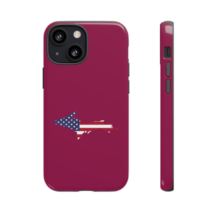 Michigan Upper Peninsula Tough Phone Case (Ruby Red w/ UP USA Flag Outline) | Apple iPhone