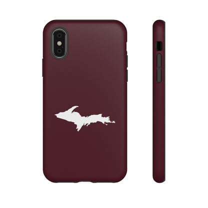 Michigan Upper Peninsula Tough Phone Case (Old Mission Burgundy w/ UP Outline) | Apple iPhone