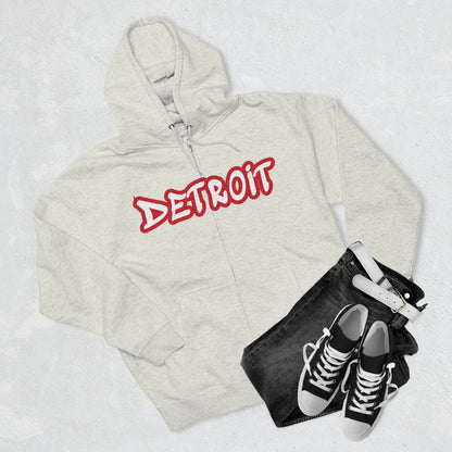 'Detroit' Hoodie (Aliform Red Tag Font) | Unisex Full Zip