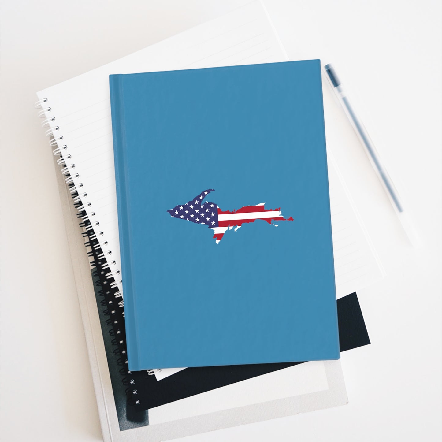 Michigan Upper Peninsula Blank Sketchbook (w/ UP USA Flag) | Lake Michigan Blue