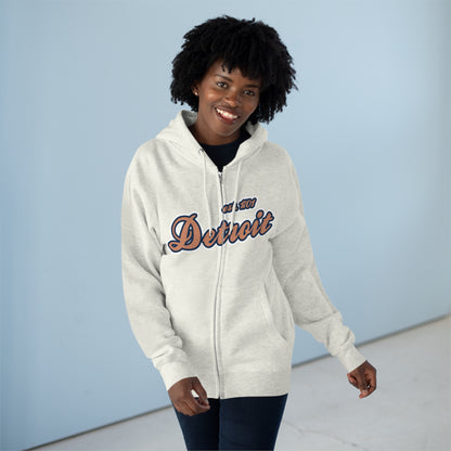 'Detroit EST 1701' Hoodie (Copper Script Font) | Unisex Full Zip