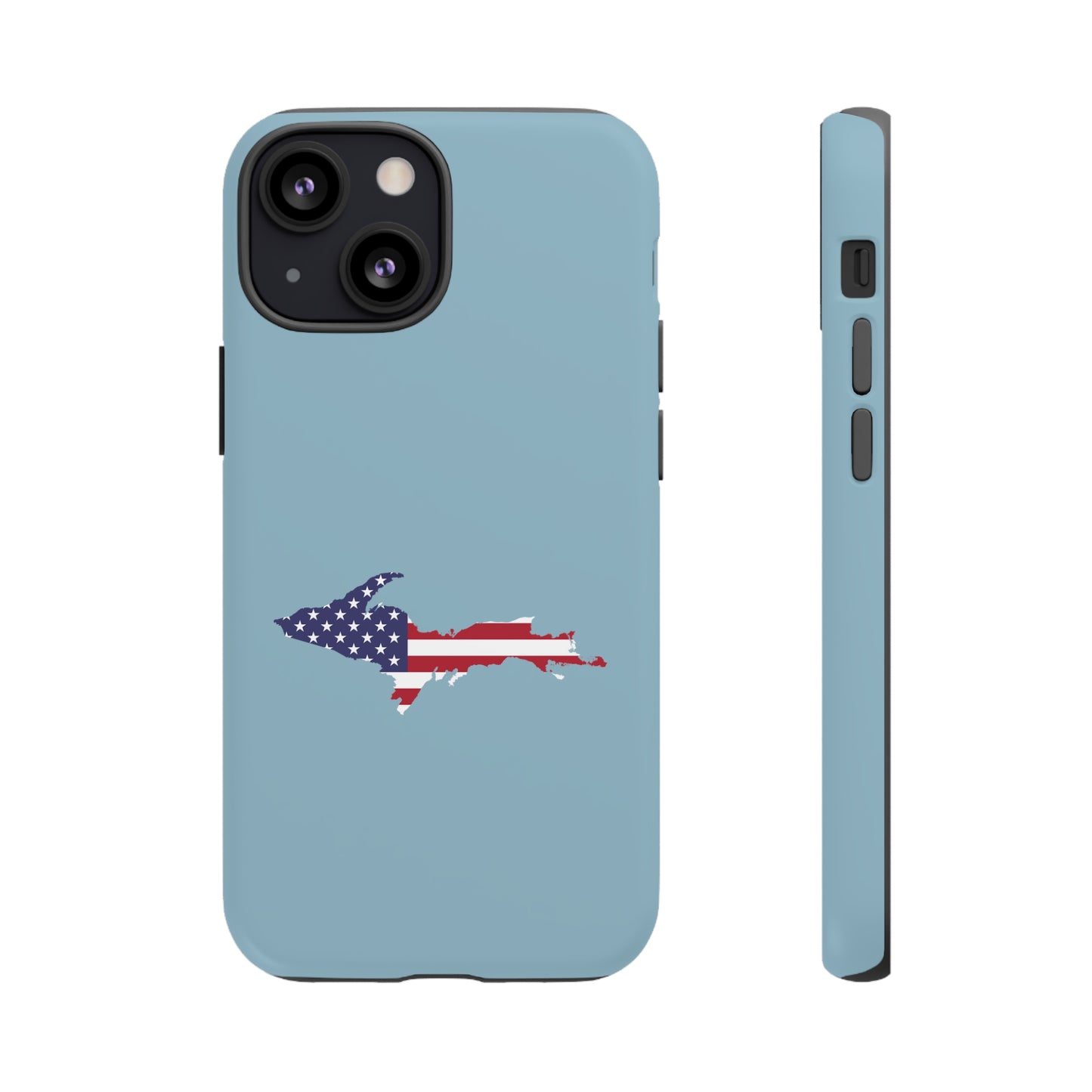 Michigan Upper Peninsula Tough Phone Case (Opal Blue w/ UP USA Flag Outline) | Apple iPhone