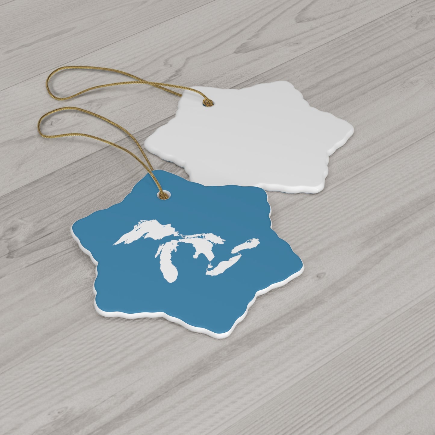 Great Lakes Christmas Ornament (Lake Michigan Blue) | Ceramic - 4 Shapes