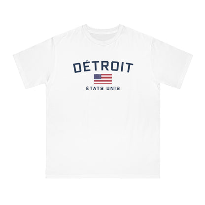 'Détroit États Unis' T-Shirt (w/ USA Flag Outline) | Organic Unisex