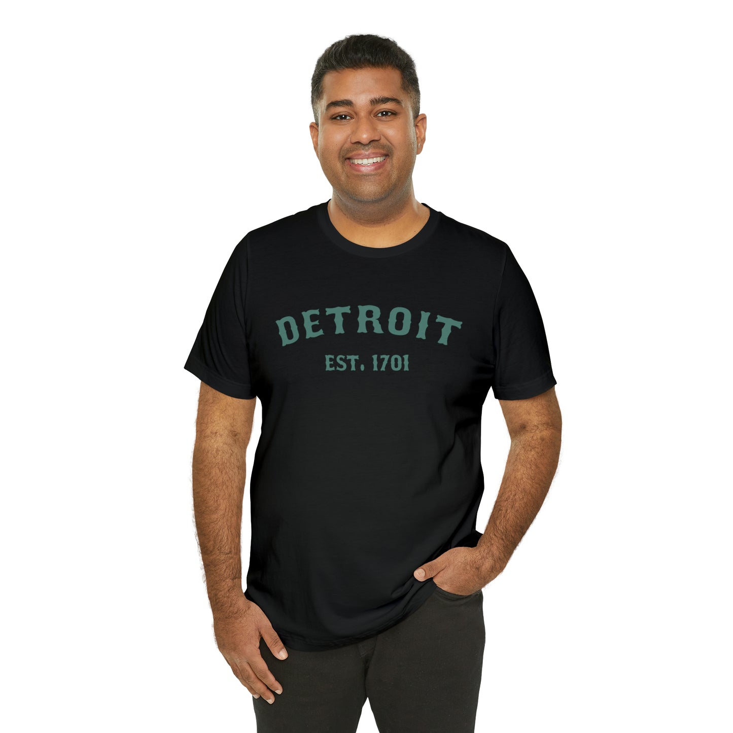 'Detroit EST. 1701' T-Shirt (Copper Green Ballpark Font) | Unisex Standard