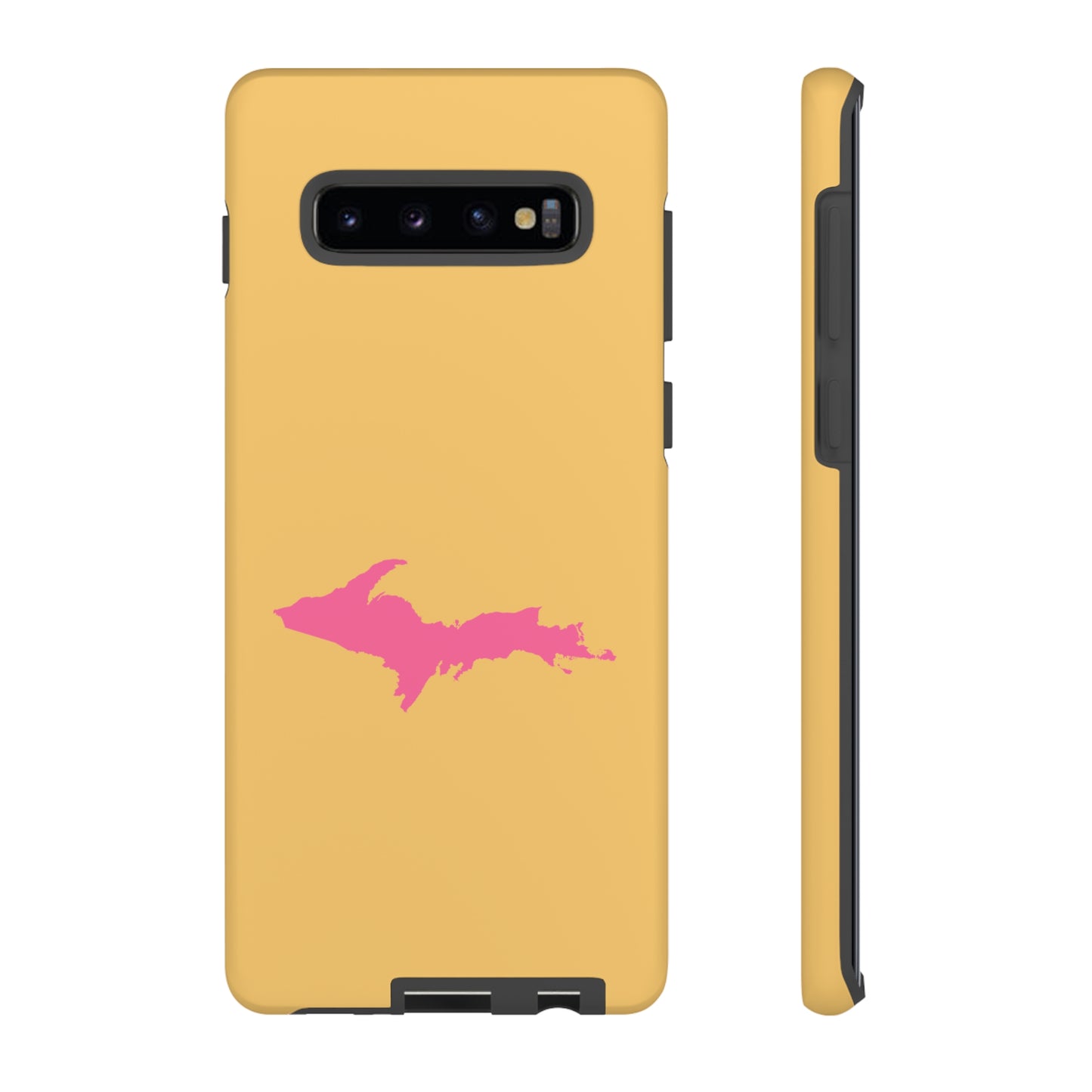 Michigan Upper Peninsula Tough Phone Case (Citrine w/ Pink UP Outline) | Samsung & Pixel Android