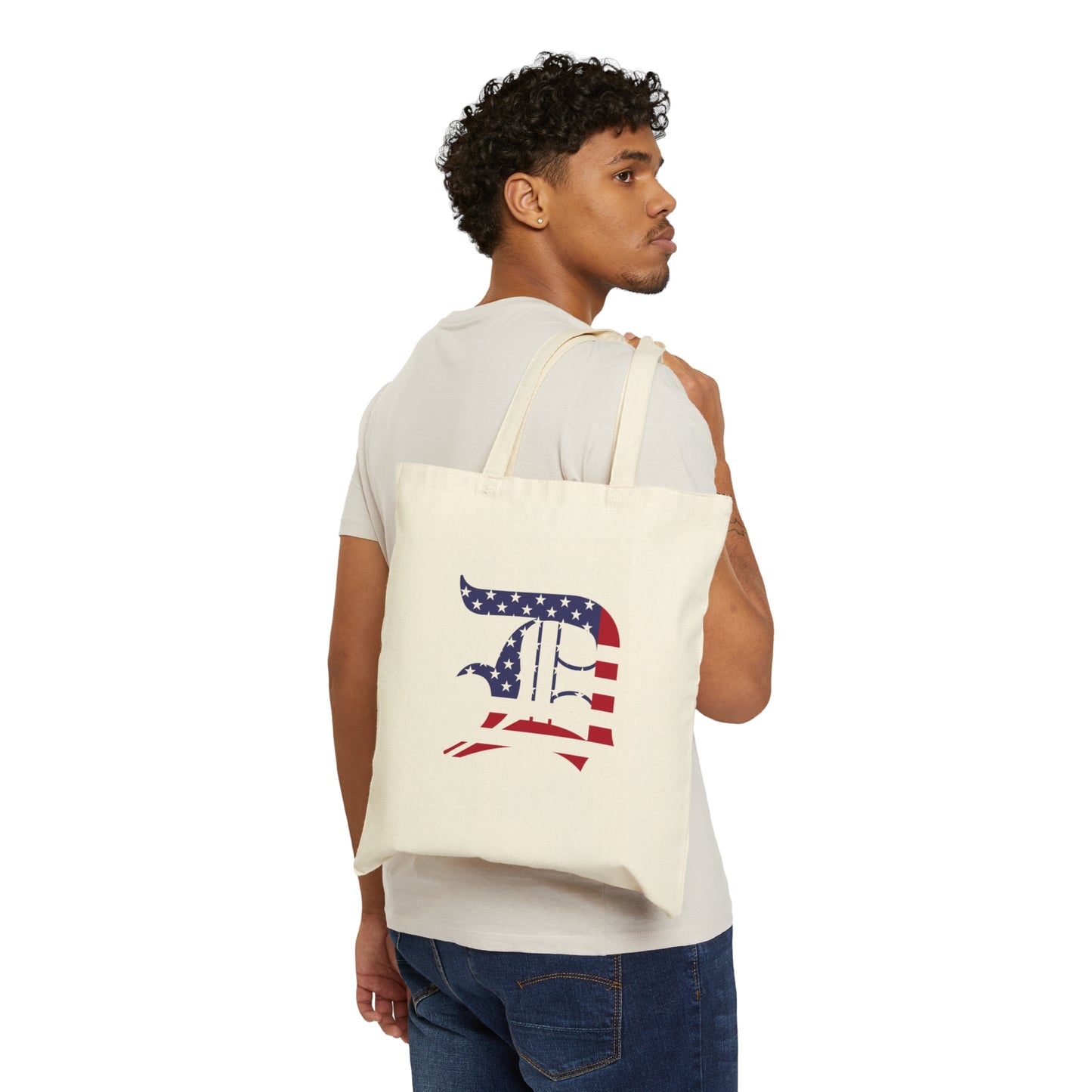 Detroit 'Old English D' Light Tote Bag (Patriotic Edition)