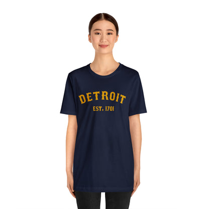 'Detroit EST. 1701' T-Shirt (Gold Ballpark Font) | Unisex Standard