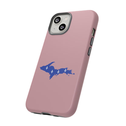 Michigan Upper Peninsula Tough Phone Case (Cherry Blossom Pink w/ UP Quebec Flag Outline) | Apple iPhone