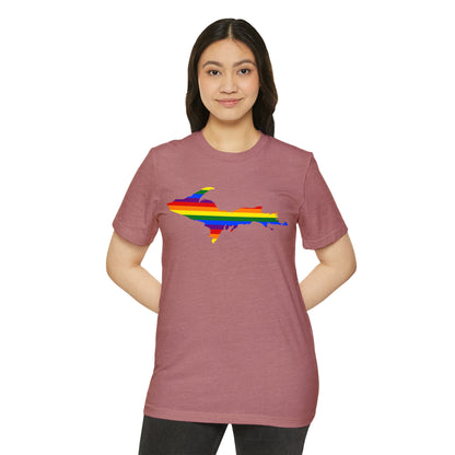 Michigan Upper Peninsula T-Shirt (w/ UP Rainbow Pride Flag) | Unisex Recycled Organic