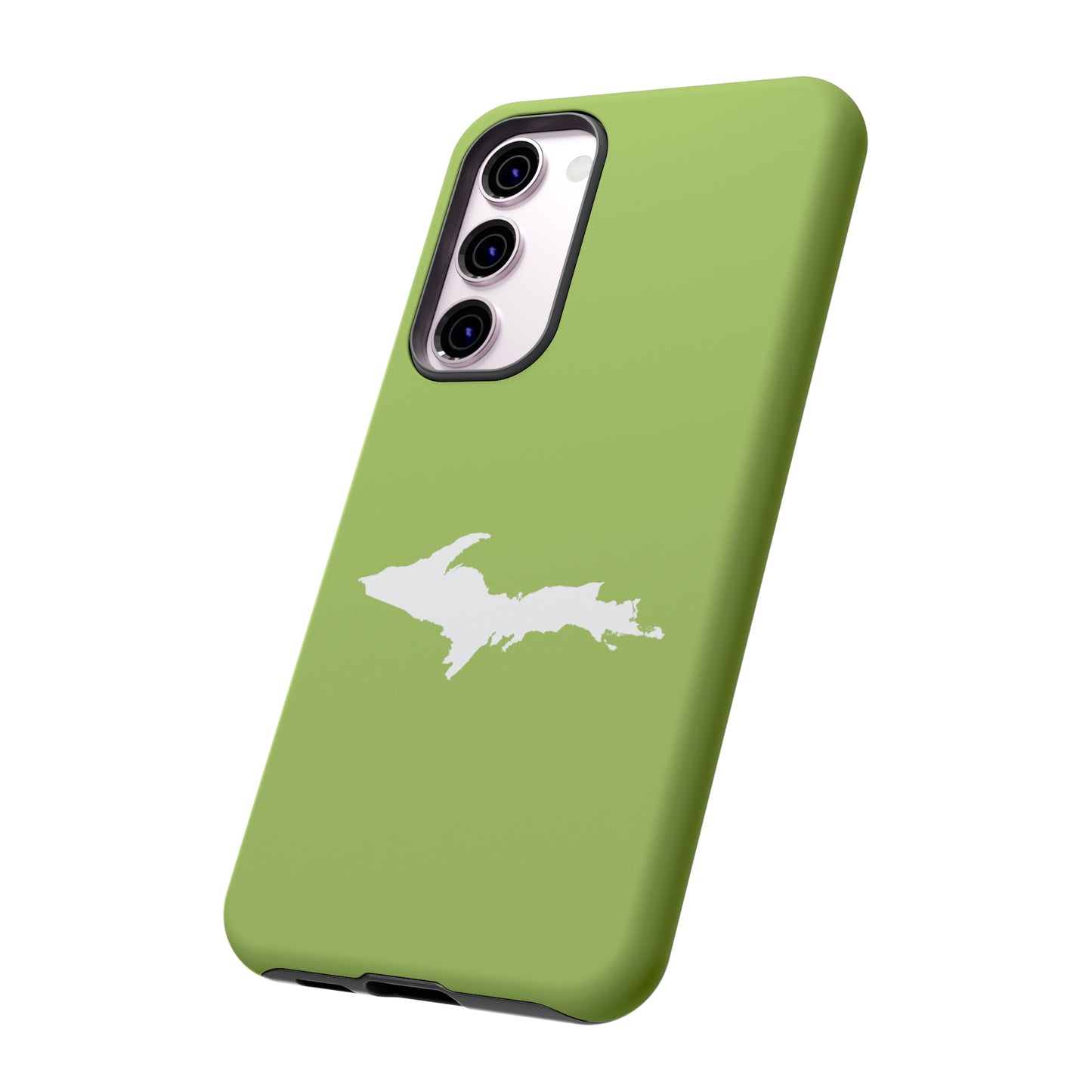 Michigan Upper Peninsula Tough Phone Case (Gooseberry Green w/ UP Outline) | Samsung & Pixel Android