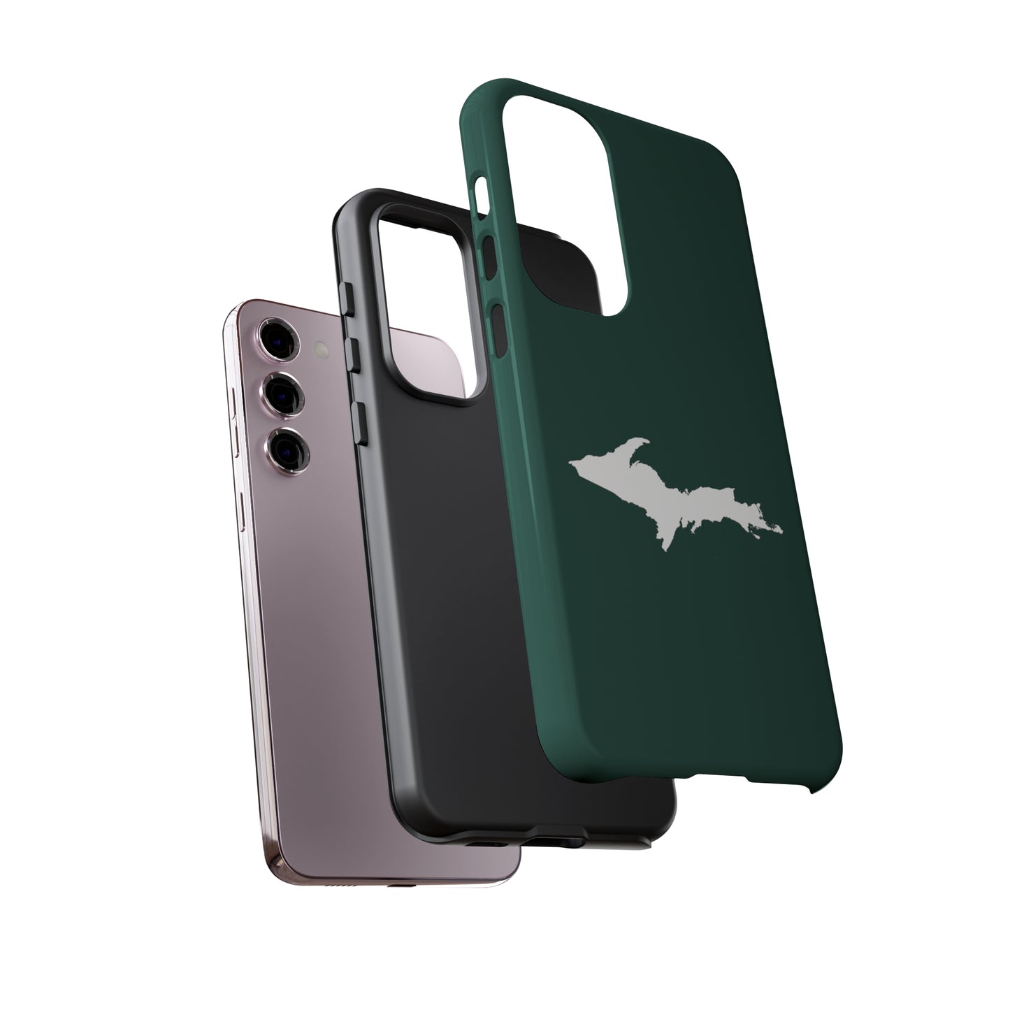 Michigan Upper Peninsula Tough Phone Case (Green w/ White UP Outline) | Samsung & Pixel Android