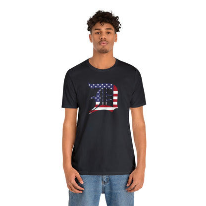 Detroit 'Old English D' T-Shirt (Patriotic Edition) | Unisex Standard