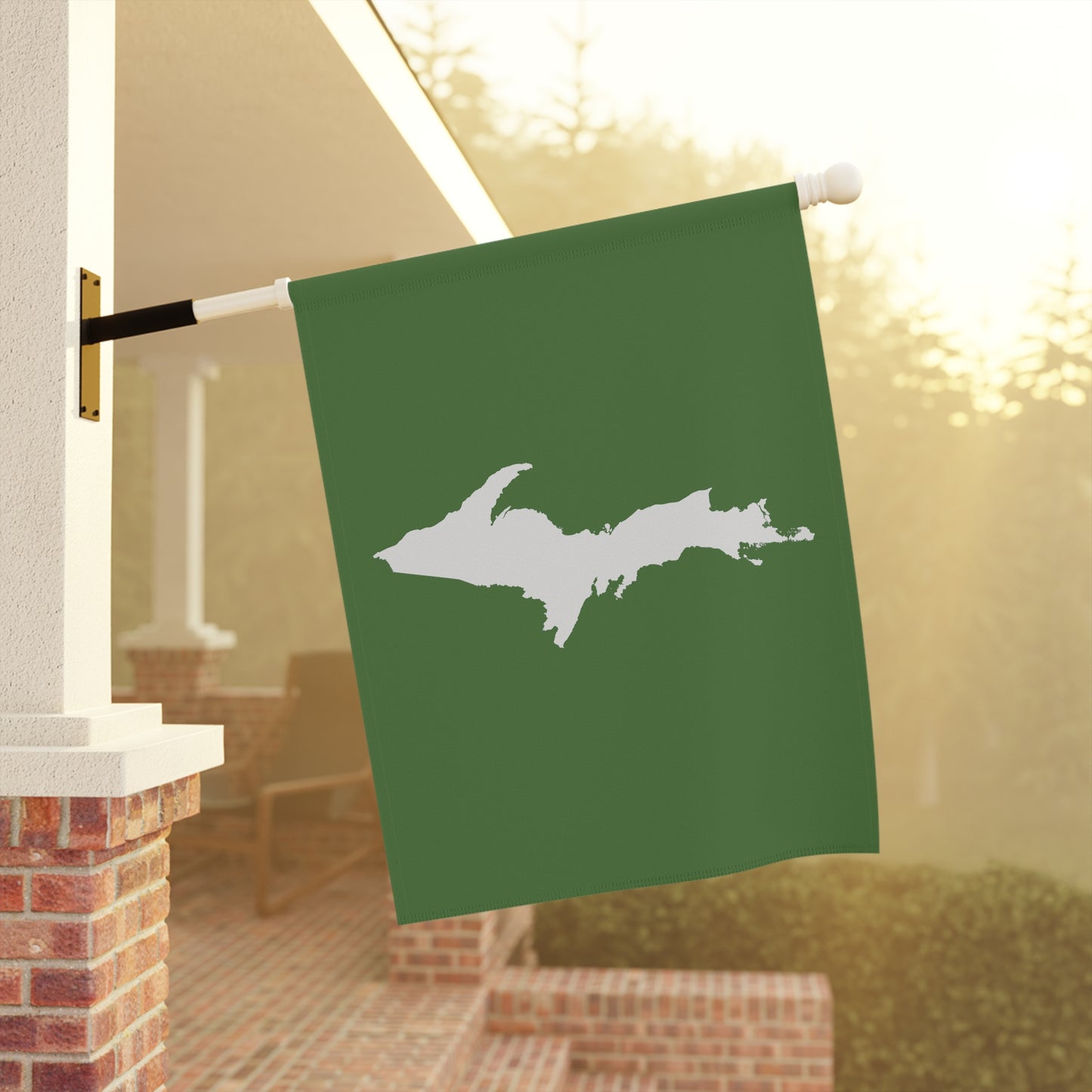 Michigan Upper Peninsula Home & Garden Flag (w/ UP Outline) | Pine Green