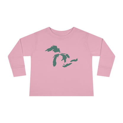 Great Lakes T-Shirt (Copper Green Outline) | Toddler Long Sleeve