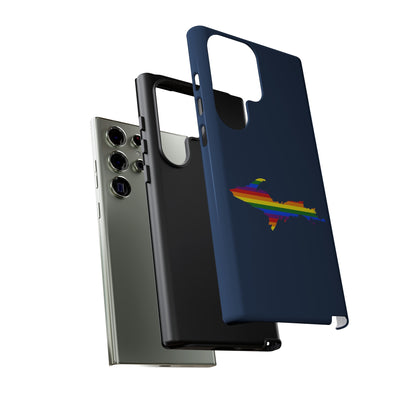 Michigan Upper Peninsula Tough Phone Case (Navy w/ UP Pride Flag Outline) | Samsung & Pixel Android