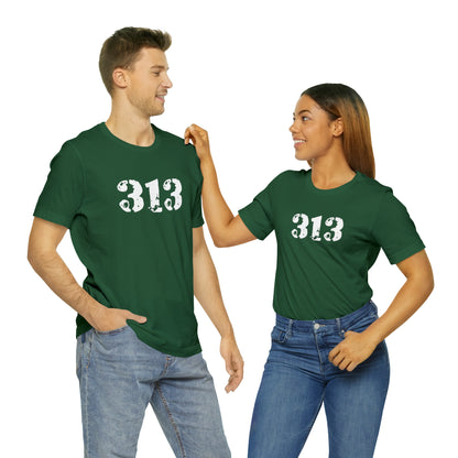 Detroit '313' T-Shirt (Distressed Stencil Font) | Unisex Standard Fit