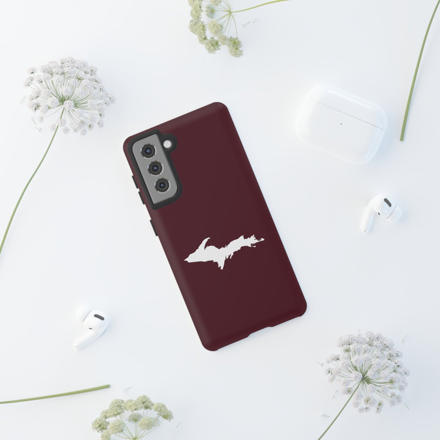 Michigan Upper Peninsula Tough Phone Case (Pinot Red w/ UP Outline) | Samsung & Pixel Android