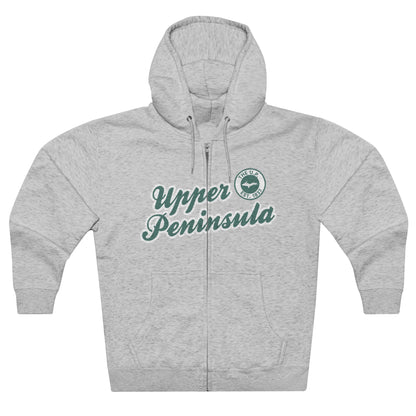 Upper Peninsula EST 1837' Hoodie (Copper Green Script Font) | Unisex Full Zip