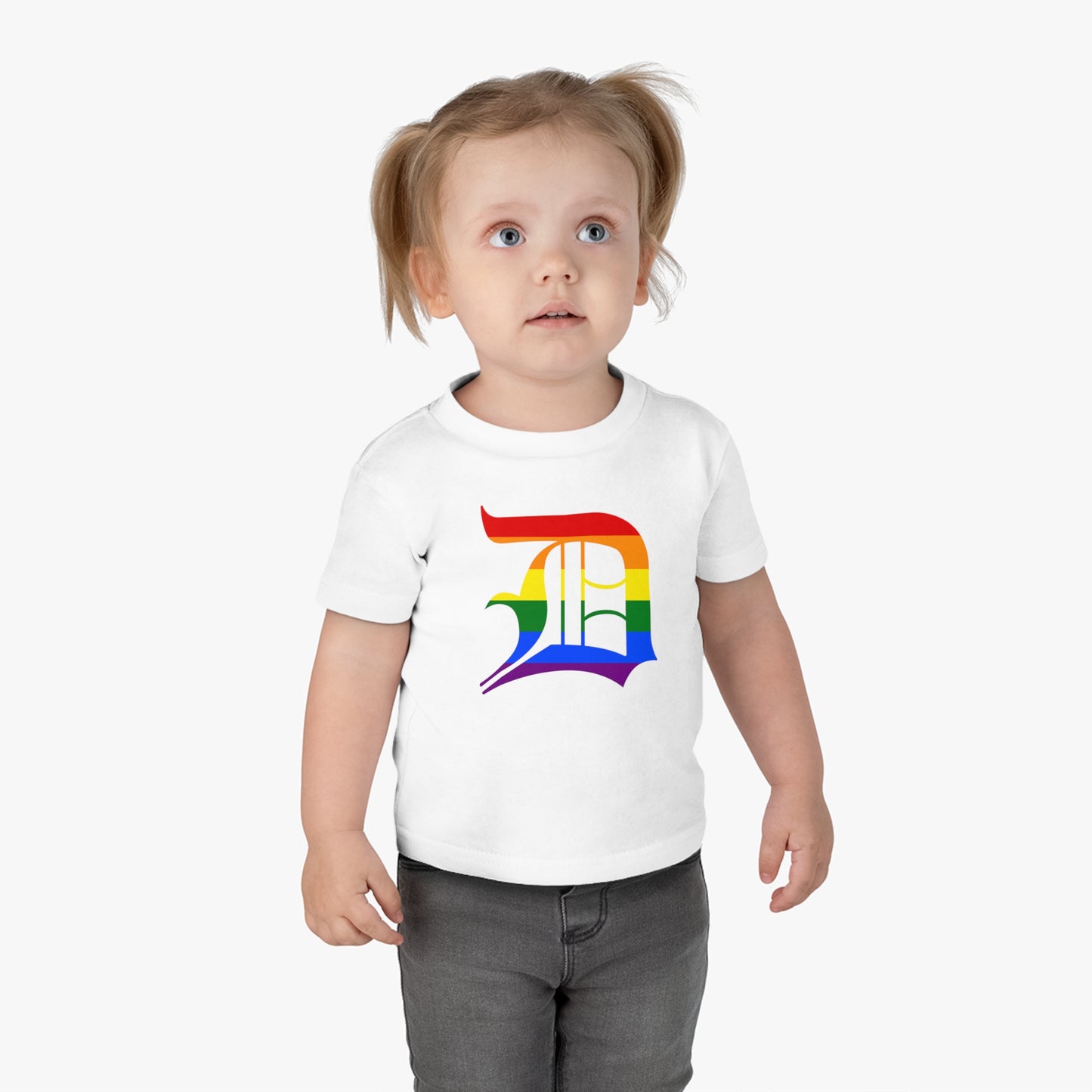 Detroit 'Old English D' Infant T-Shirt (Rainbow Pride Edition) | Short Sleeve