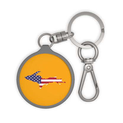 Michigan Upper Peninsula Keyring (w/ UP USA Flag) | Birch Leaf Orange