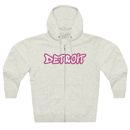 Detroit' Hoodie (Apple Blossom Pink Tag Font) | Unisex Full Zip