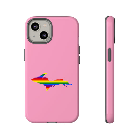 Michigan Upper Peninsula Tough Phone Case ('67 Pink Caddie w/ UP Pride Flag Outline) | Apple iPhone