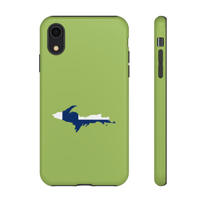 Michigan Upper Peninsula Tough Phone Case (Gooseberry Green w/ UP Finland Flag Outline) | Apple iPhone