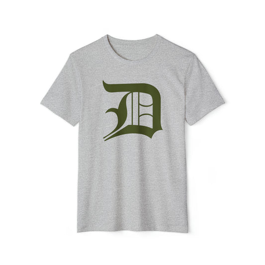 Detroit 'Old English D' T-Shirt (Army Green) | Unisex Recycled Organic