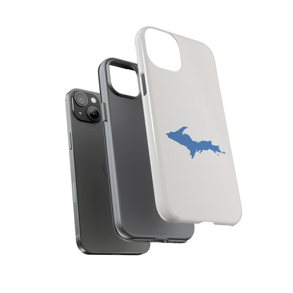 Michigan Upper Peninsula Tough Phone Case (Birch Bark White w/ Azure UP Outline) | Apple iPhone