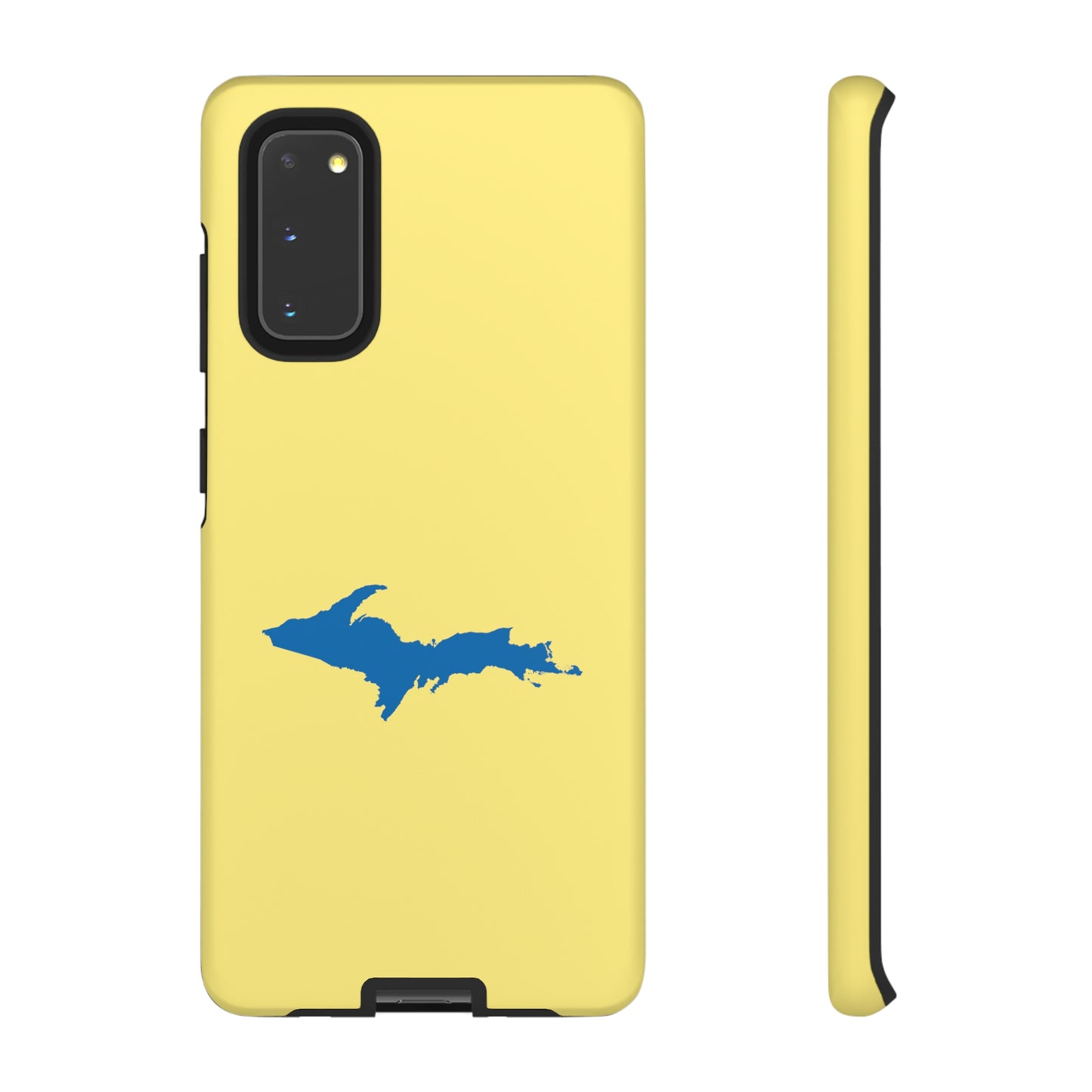 Michigan Upper Peninsula Tough Phone Case (Yellow Cherry w/ Azure UP Outline) | Samsung & Pixel Android