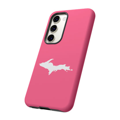 Michigan Upper Peninsula Tough Phone Case (Rhodochrosite Pink w/ UP Outline) | Samsung & Pixel Android