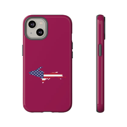 Michigan Upper Peninsula Tough Phone Case (Ruby Red w/ UP USA Flag Outline) | Apple iPhone