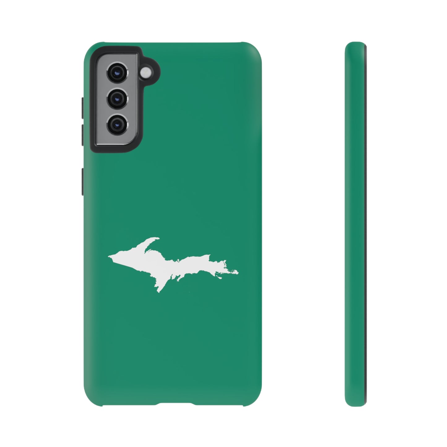 Michigan Upper Peninsula Tough Phone Case (Emerald Green w/ UP Outline) | Samsung & Pixel Android