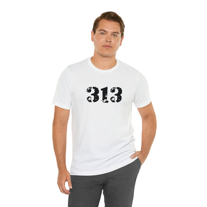 Detroit '313' T-Shirt (Distressed Stencil Font) | Unisex Standard Fit