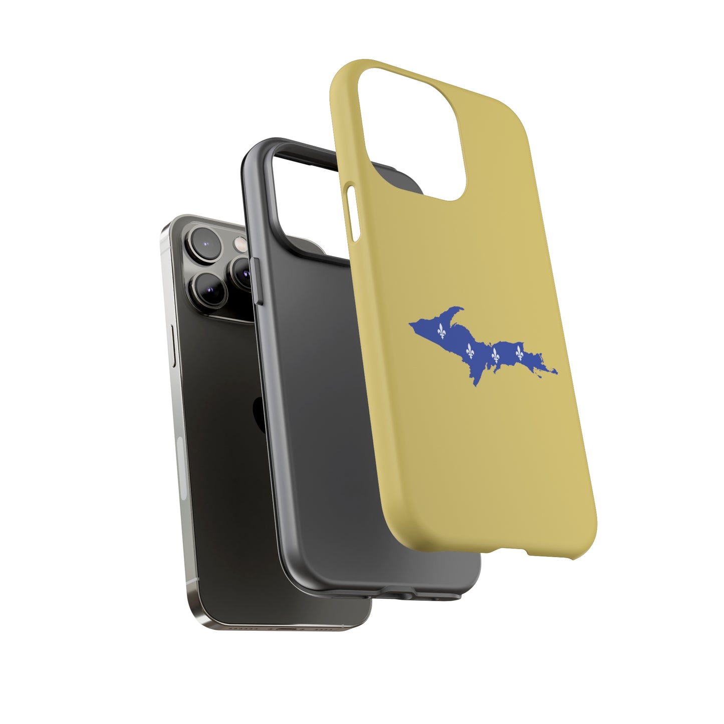 Michigan Upper Peninsula Tough Phone Case (Plum Yellow w/ UP Quebec Flag Outline) | Apple iPhone