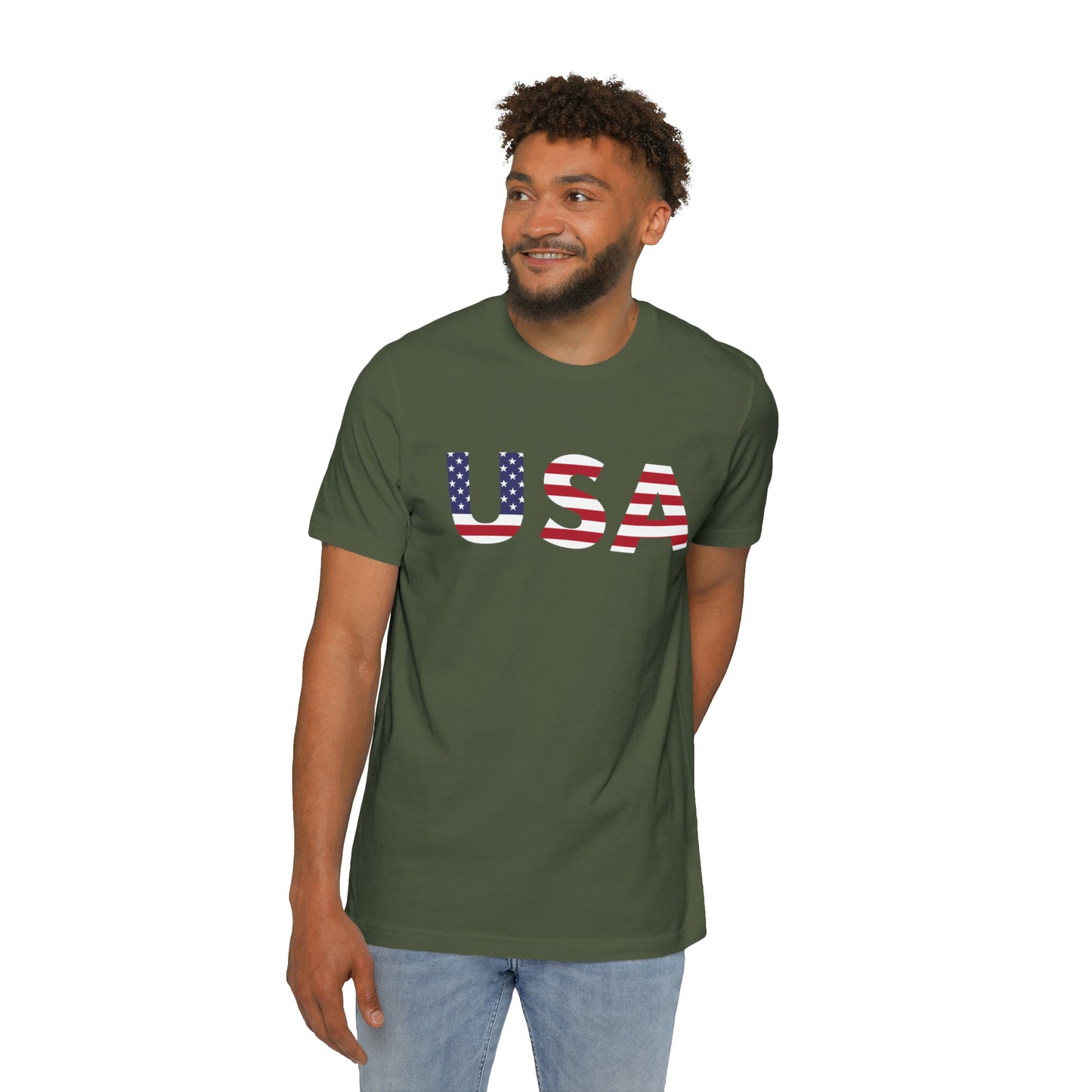 'USA' T-Shirt (Geometric Sans Flag Edition) | Made in USA