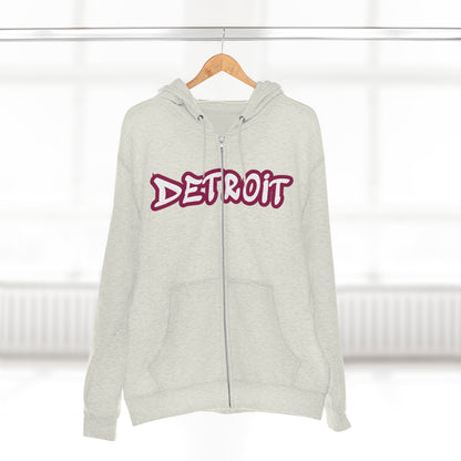 Detroit' Hoodie (Ruby Red Tag Font) | Unisex Full Zip