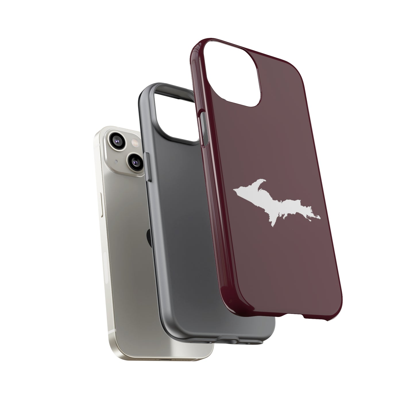 Michigan Upper Peninsula Tough Phone Case (Old Mission Burgundy w/ UP Outline) | Apple iPhone