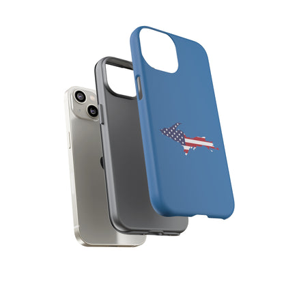 Michigan Upper Peninsula Tough Phone Case (Lake Superior Blue w/ UP USA Flag Outline) | Apple iPhone