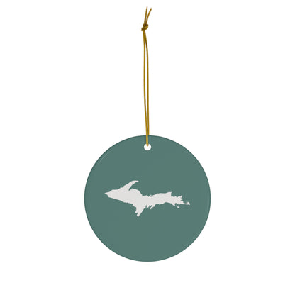 Michigan Upper Peninsula Christmas Ornament (Copper Green) | Ceramic - 4 Shapes