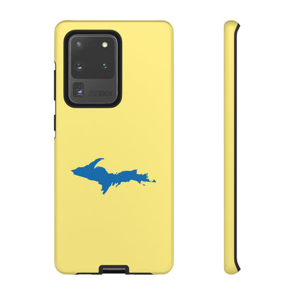 Michigan Upper Peninsula Tough Phone Case (Yellow Cherry w/ Azure UP Outline) | Samsung & Pixel Android