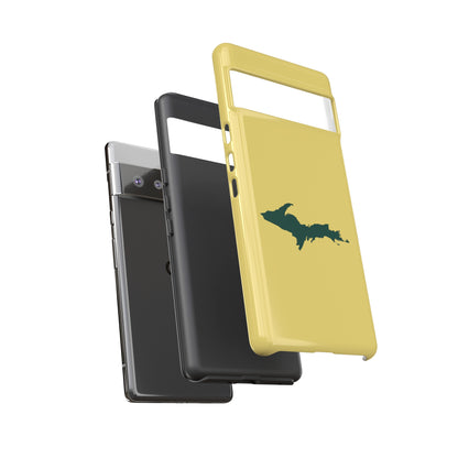 Michigan Upper Peninsula Tough Phone Case (Plum Yellow w/ Green UP Outline) | Samsung & Pixel Android