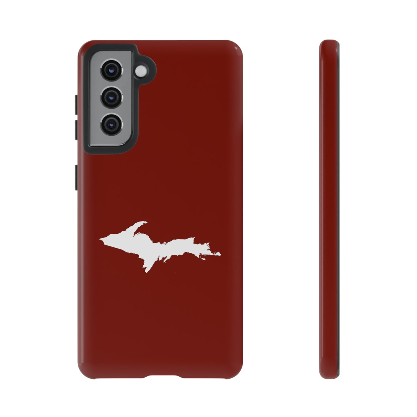 Michigan Upper Peninsula Tough Phone Case (Traverse Cherry Red w/ UP Outline) | Samsung & Pixel Android