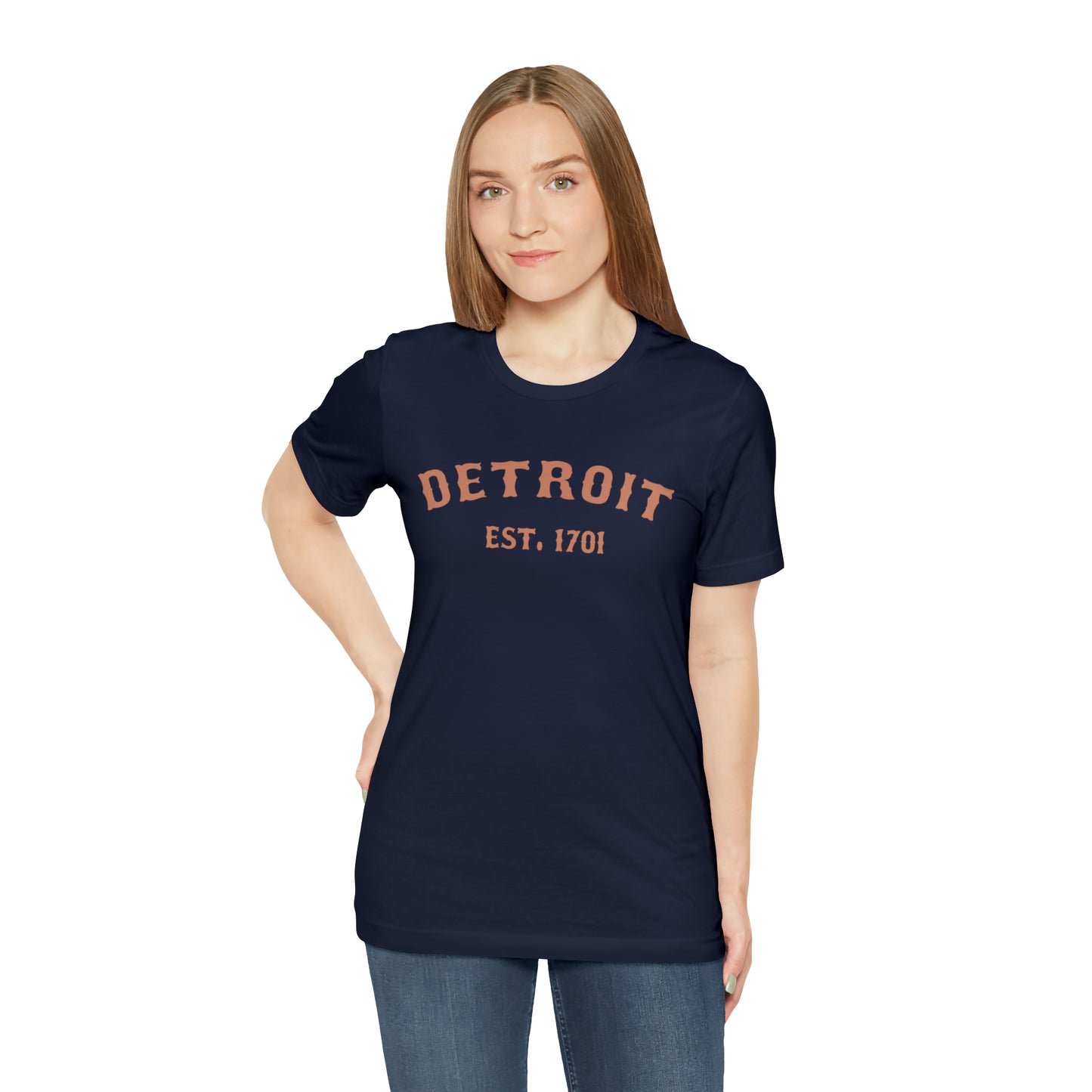 'Detroit EST. 1701' T-Shirt (Copper Ballpark Font) | Unisex Standard