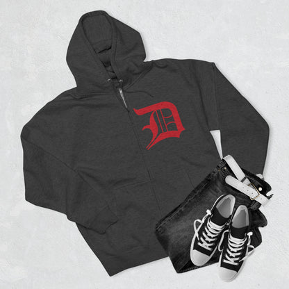 Detroit 'Old English D' Hoodie (Aliform Red) | Unisex Full Zip