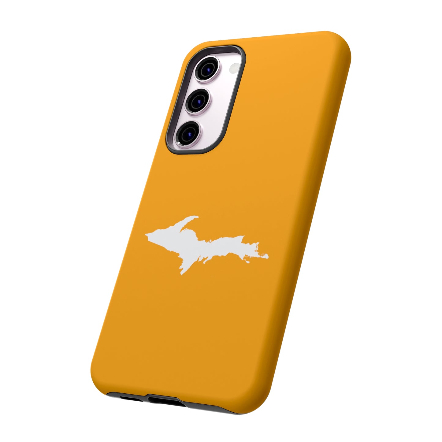 Michigan Upper Peninsula Tough Phone Case (Autumn Birch Leaf Color w/ UP Outline) | Samsung & Pixel Android